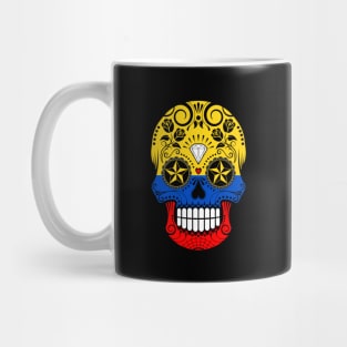 Colombian Flag Sugar Skull with Roses Mug